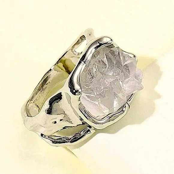 STERLING SILVER IRREGULAR CRYSTAL RING - Picture 6 of 9